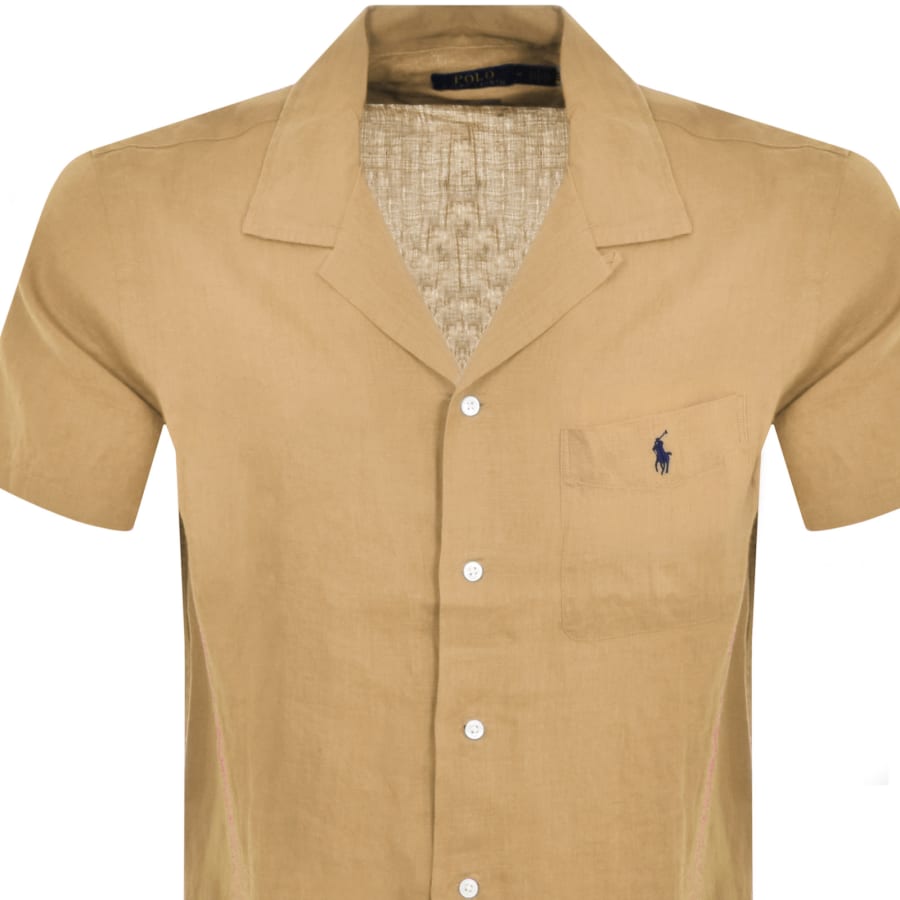 Ralph Lauren Short Sleeve Linen Shirt Khaki Mainline Menswear
